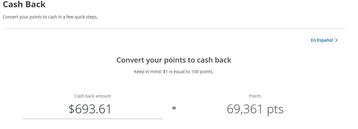 Convert your points to cash back. 