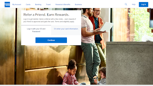 screenshot of amex portal interface