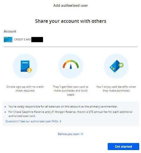 Screenshot showing how to share an account with others.