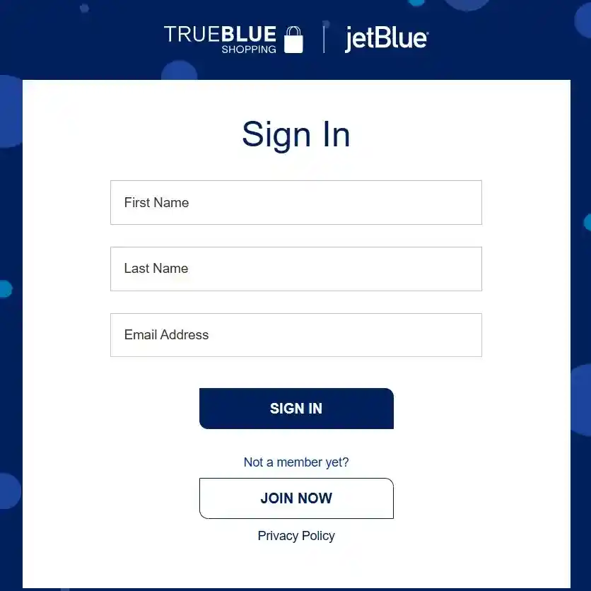 Screenshot of JetBlue TrueBlue shopping portal